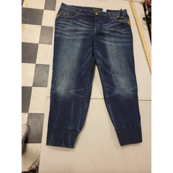 Baby Phat Capri Jeans Womens Plus Size 20 Dark Wash Denim Embellished Pockets - Picture 1 of 12